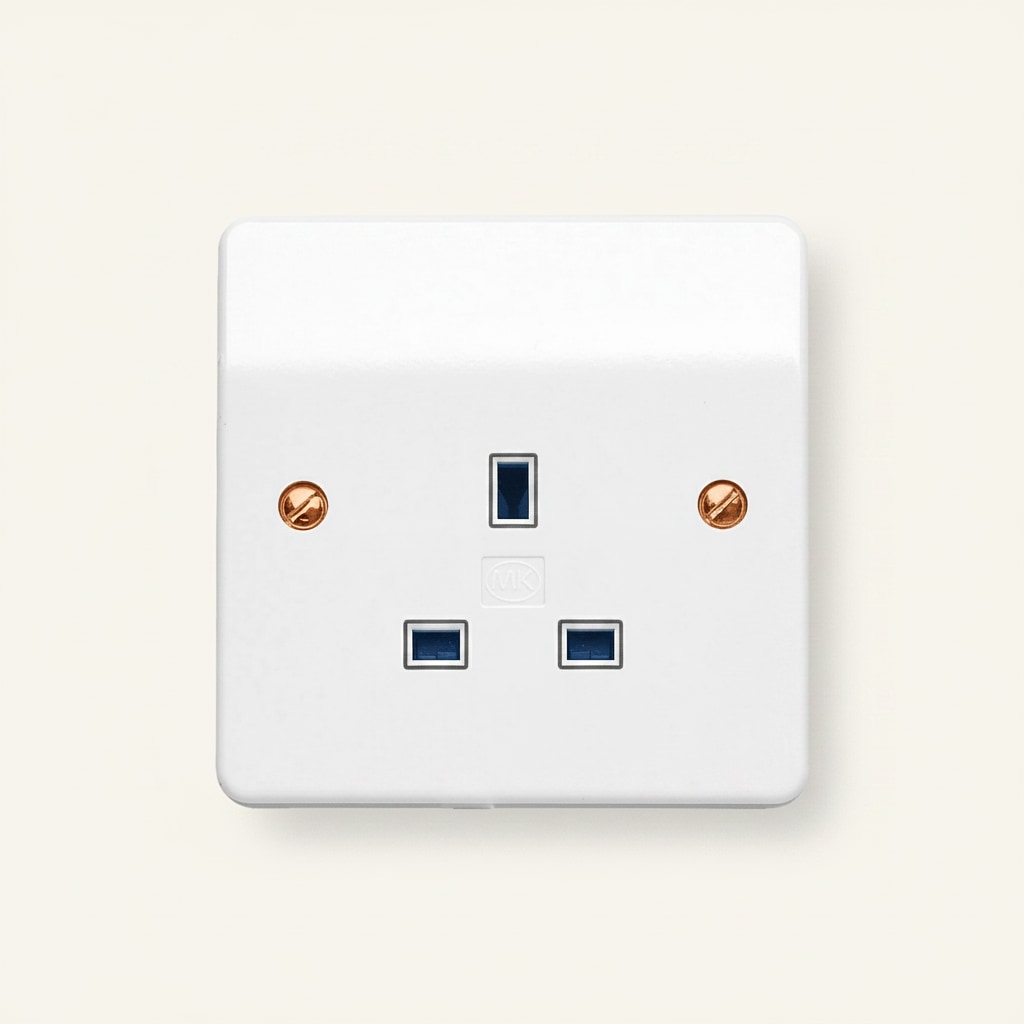 A single-gang 13A switched socket outlet of the type used for kitchen appliances