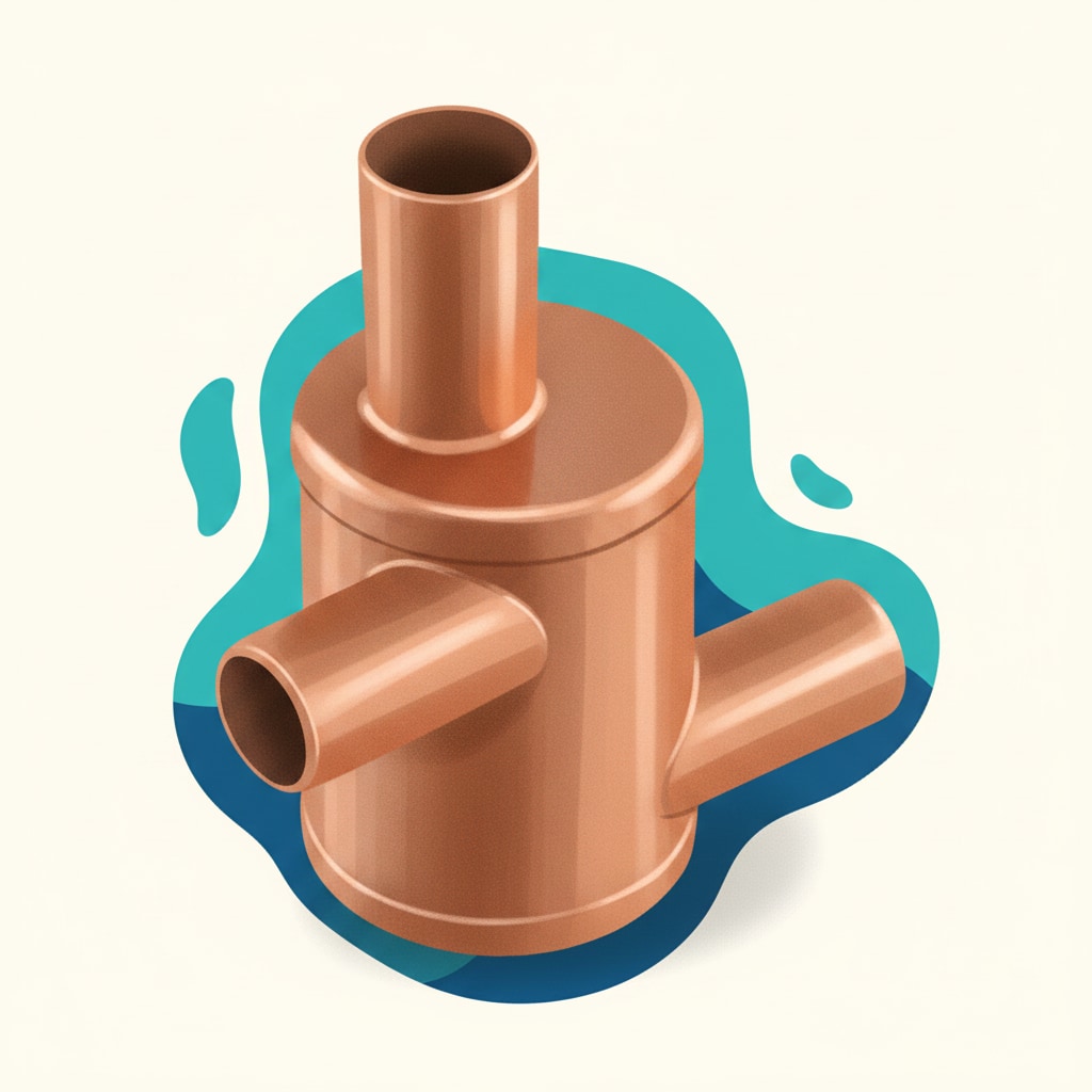 Central heating air separator with four ports used to remove entrained air from the system