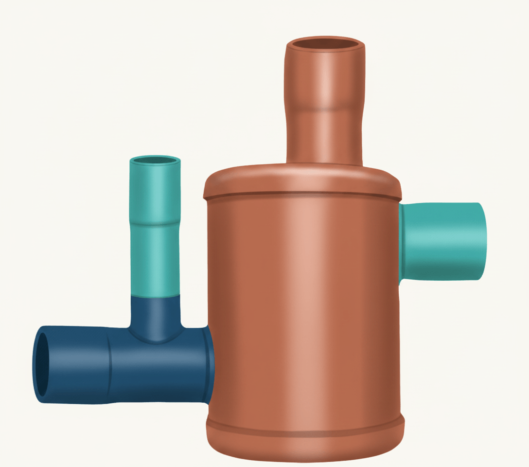 An air separator with its connections