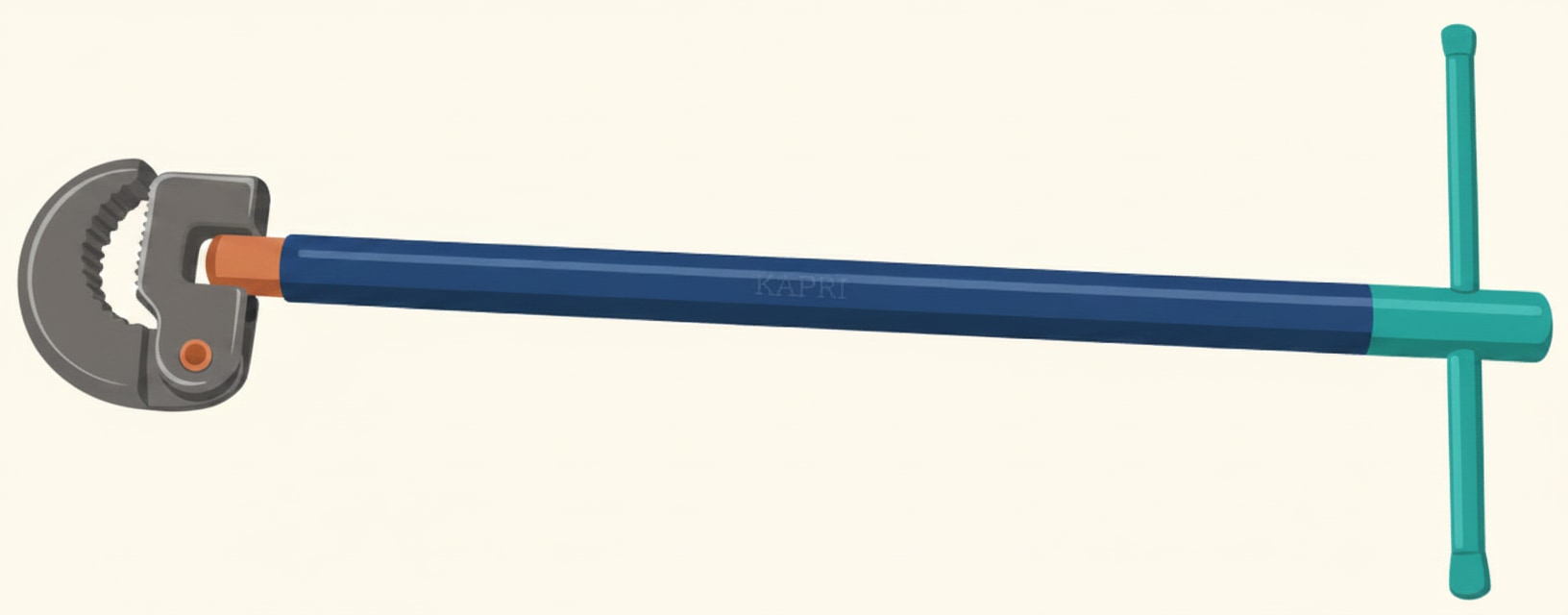 A basin wrench with an angled head, used to reach back-nuts on tap tails behind a basin