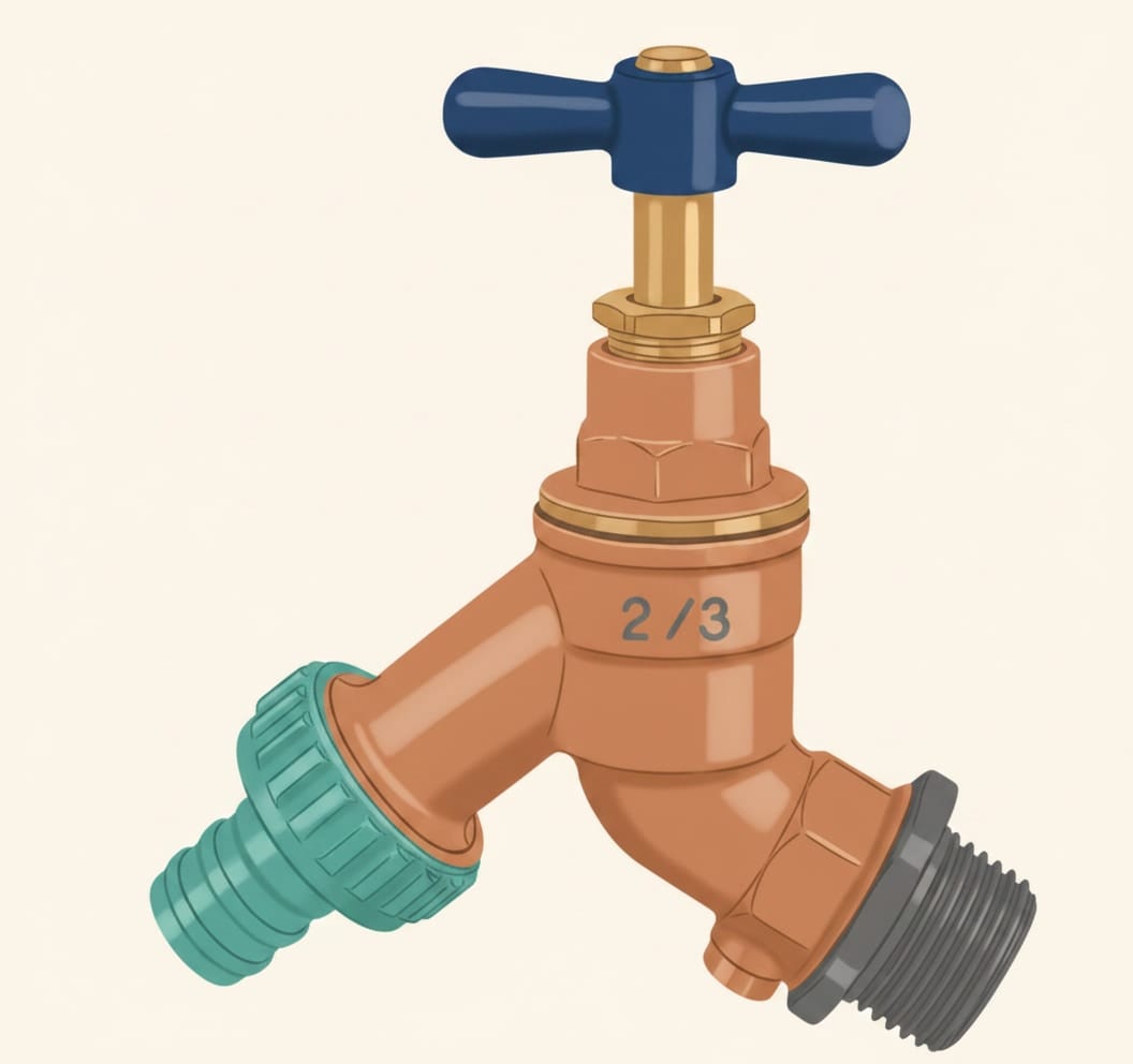 A bib tap with a hose union outlet