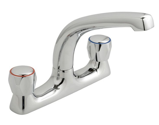A bi-flow kitchen mixer tap