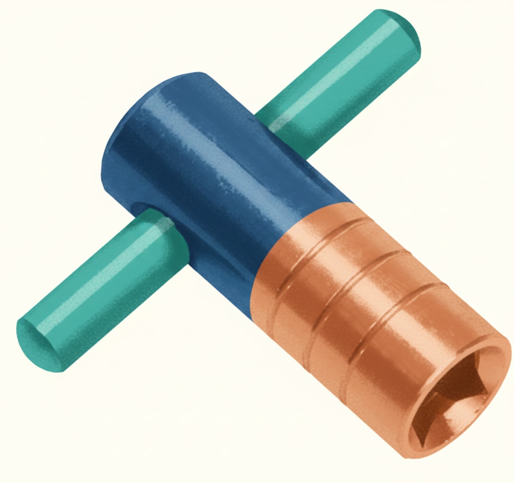 Radiator bleed key used to release trapped air from radiators after filling and venting the system