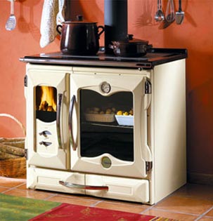 A solid fuel range cooker with a back boiler