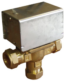 A three port mid-position motorised valve