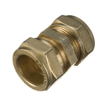 A brass compression coupling