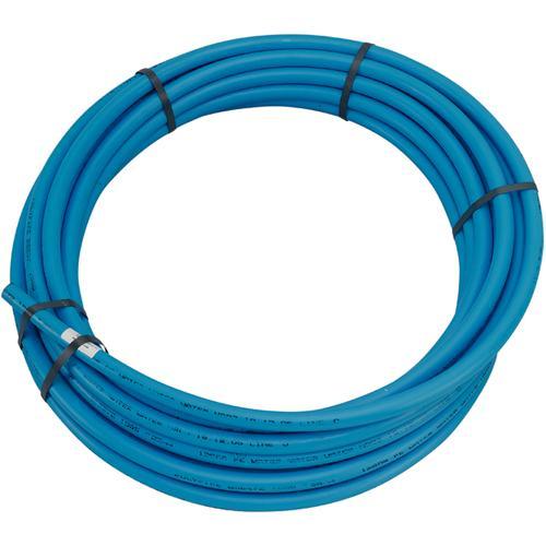A coil of blue MDPE service pipe