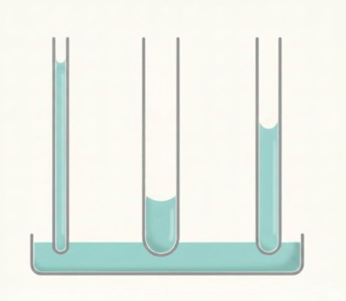 Capillary action illustration showing water rising up a narrow tube against gravity due to cohesive and adhesive forces