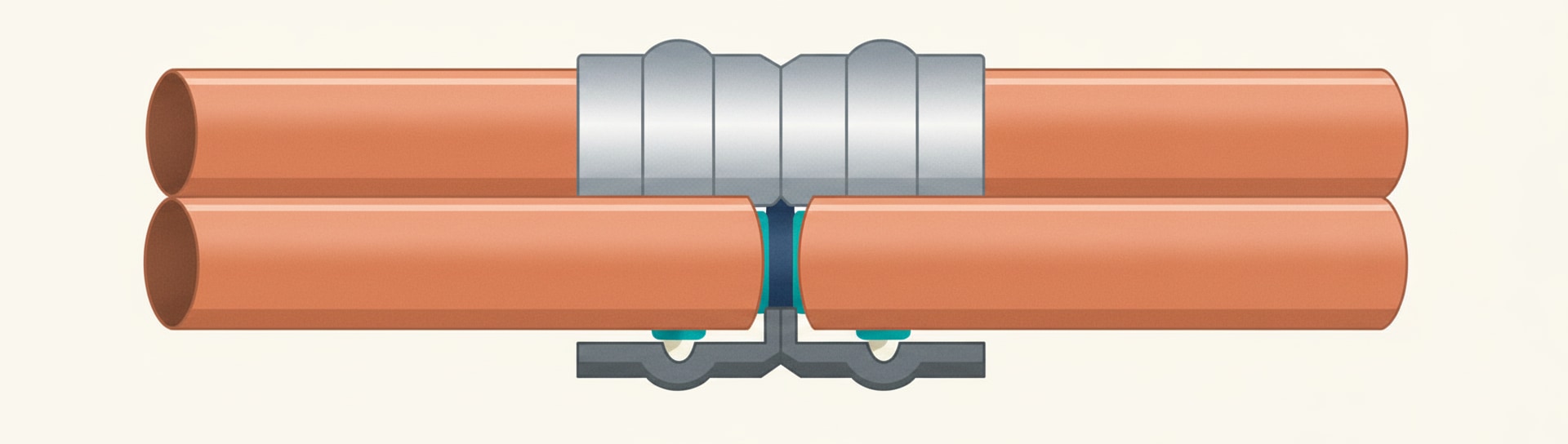 A solder-ring capillary fitting with the solder pre-loaded inside, used for end-feed-style joints without separate solder