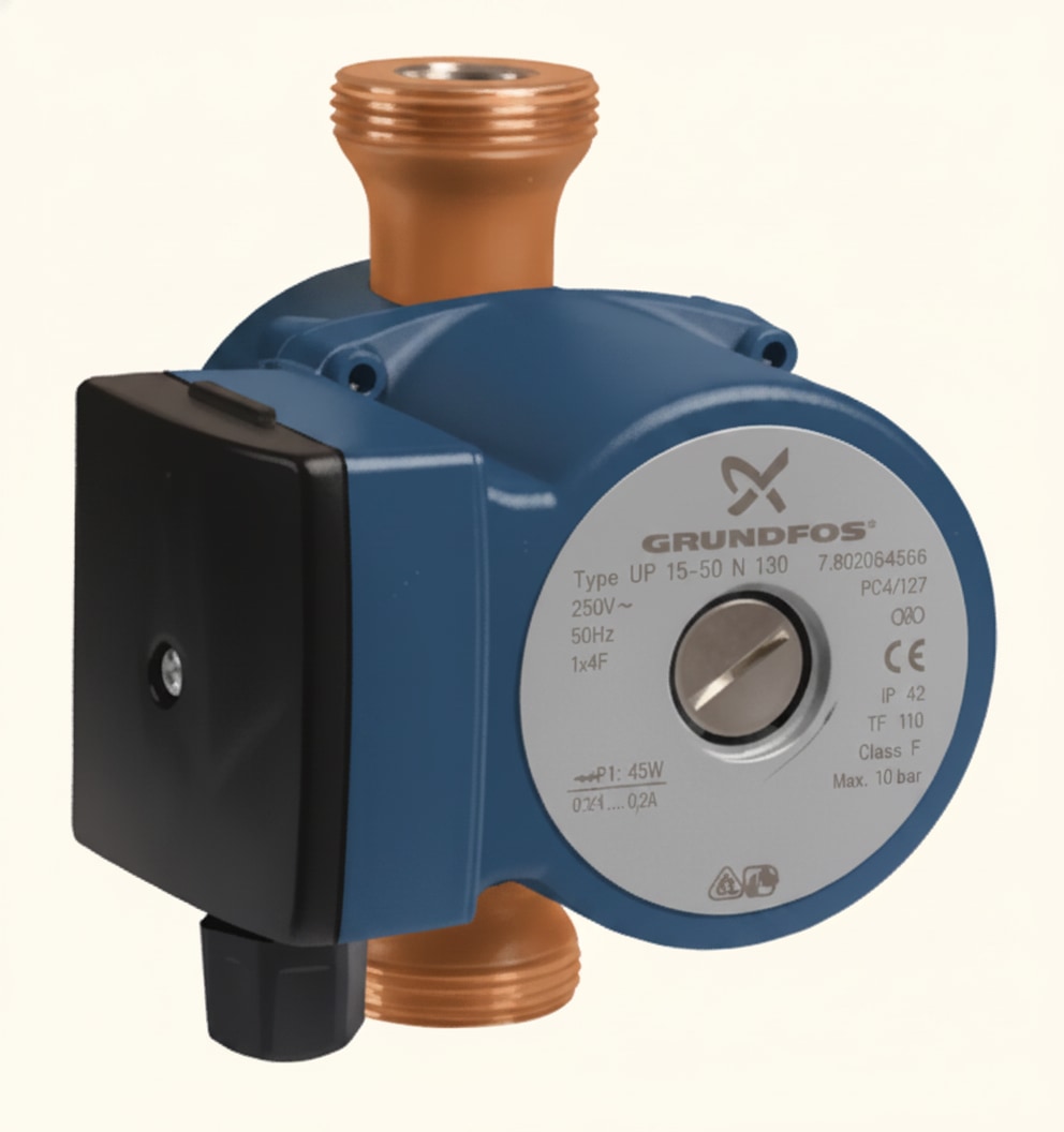 Domestic central heating circulating pump installed between two isolation valves