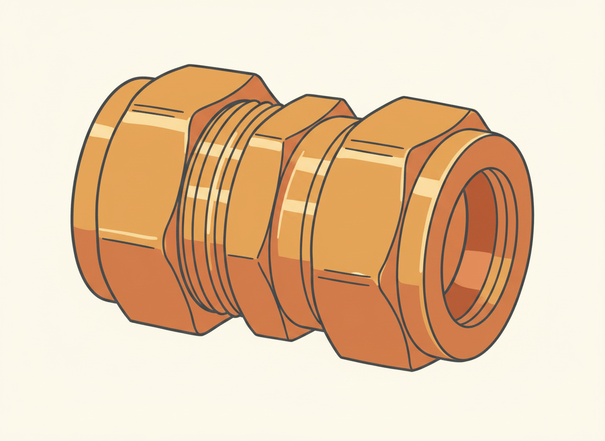 A brass compression coupling
