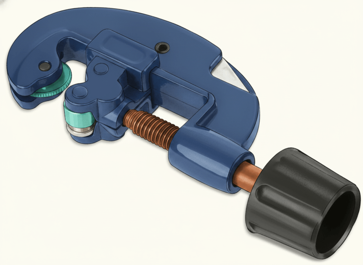 A rotary wheel copper pipe cutter