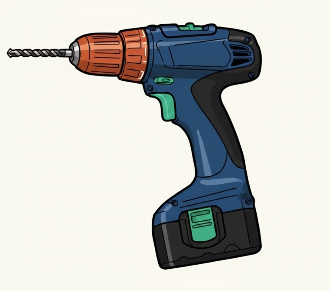 A cordless drill, the most-used power tool on a plumbing job