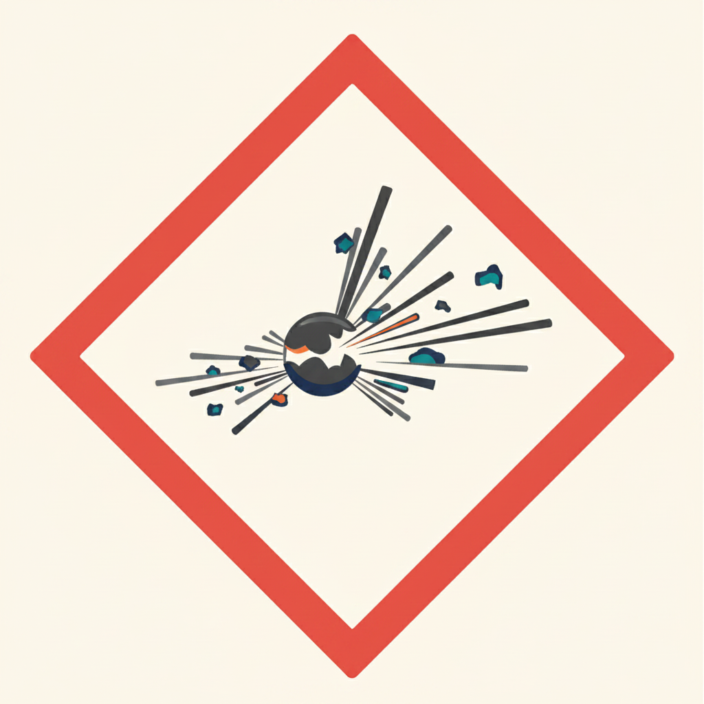 Red diamond CLP pictogram showing an exploding bomb, indicating an explosive substance