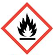 Red diamond CLP pictogram showing a flame, indicating a flammable substance