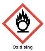 Red diamond CLP pictogram showing a flame above a circle, indicating an oxidising substance