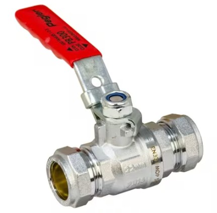 A full bore lever ball valve with compression ends