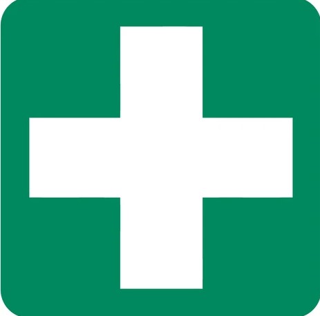 Green rectangular information / safe condition sign indicating an emergency exit or safe route