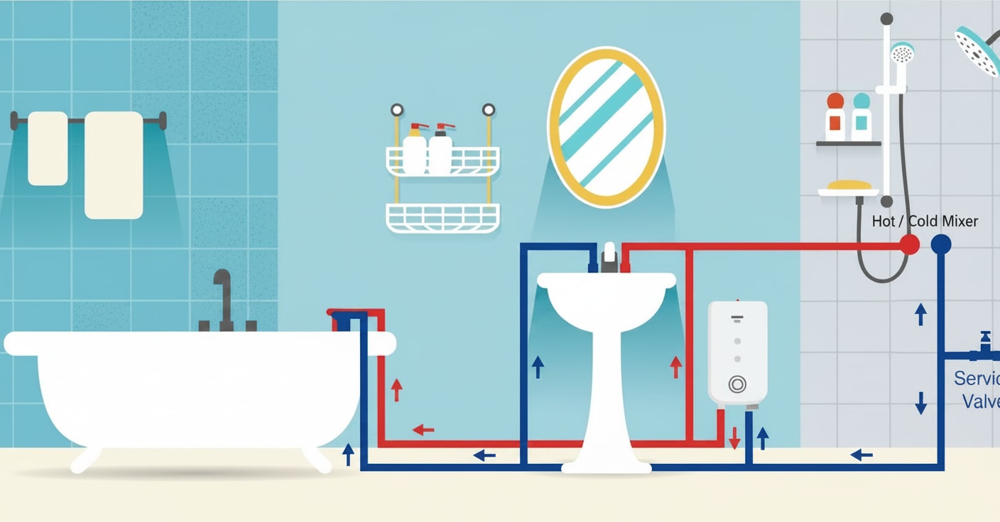 A multipoint gas water heater that supplies several outlets without a stored hot water cylinder