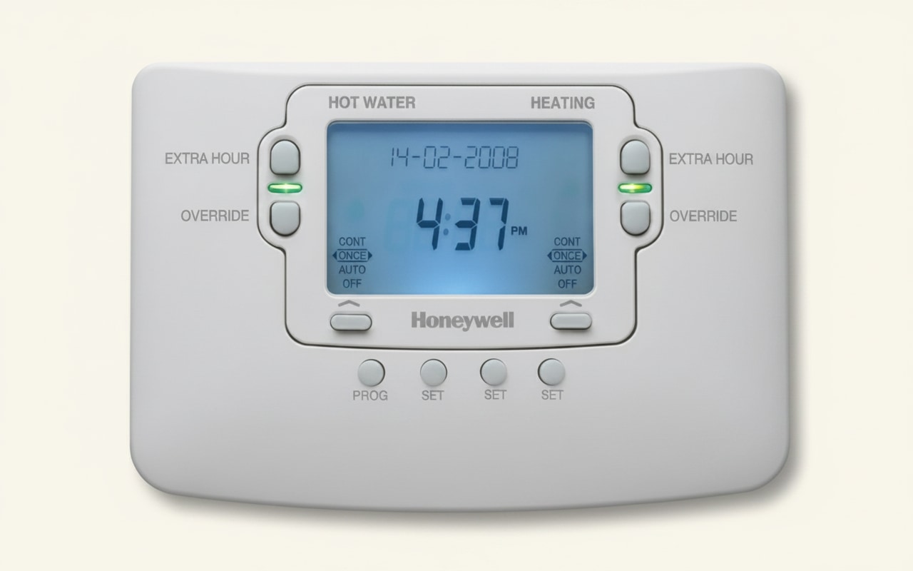 Domestic heating programmer with separate timing channels for heating and hot water