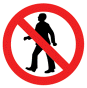 A prohibition sign: a red circle with a diagonal bar
