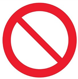 Red circular prohibition sign with a diagonal line, forbidding a specific action