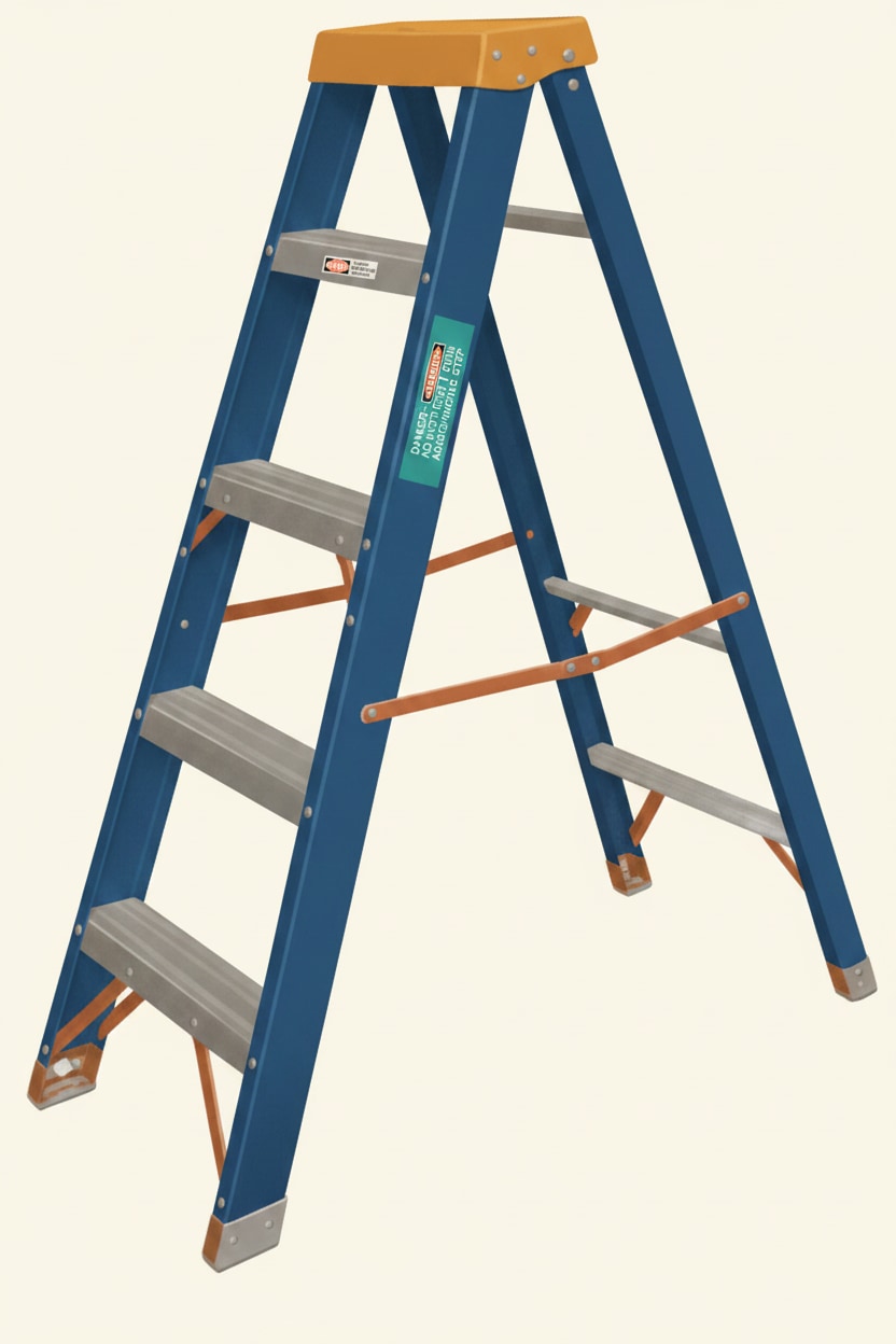 An A-frame step ladder used for low-level access work