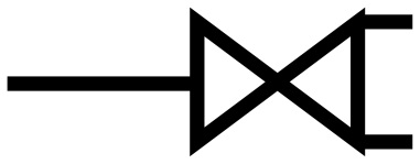 The British Standard drawing symbol for a drain valve or drain-off tap