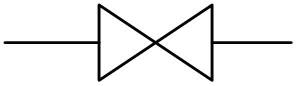The British Standard drawing symbol for a service or isolation valve