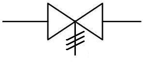 The British Standard drawing symbol for a temperature and pressure relief valve