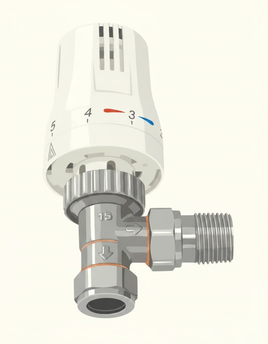 Thermostatic radiator valve (TRV) with numbered head used to control individual radiator output
