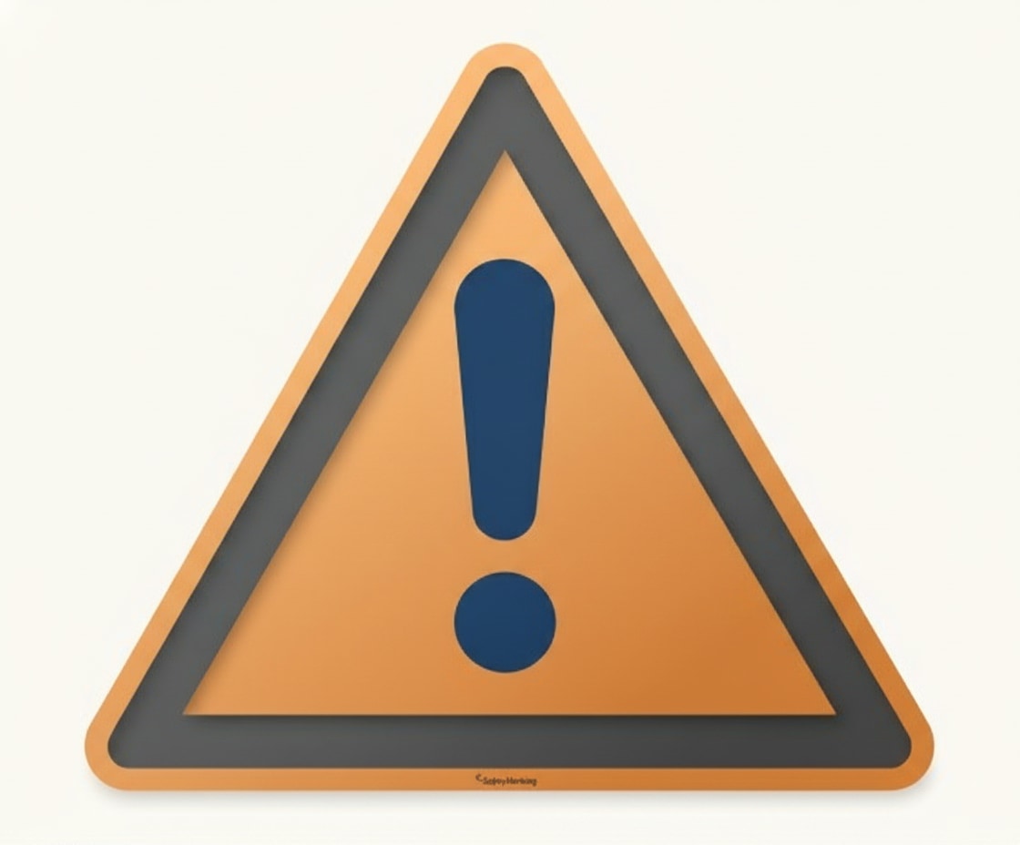 Yellow triangular warning sign alerting workers to a hazard or risk